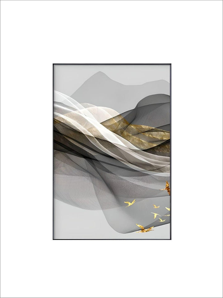 Abstract Flowing Golden Deer Mountain Landscape Wall Art Fine Art Canvas Prints Modern Pictures For Minimalist Living Room Home Office