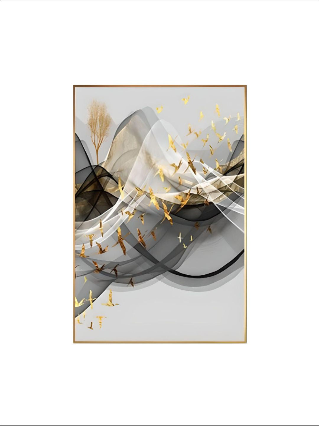 Abstract Flowing Golden Deer Mountain Landscape Wall Art Fine Art Canvas Prints Modern Pictures For Minimalist Living Room Home Office