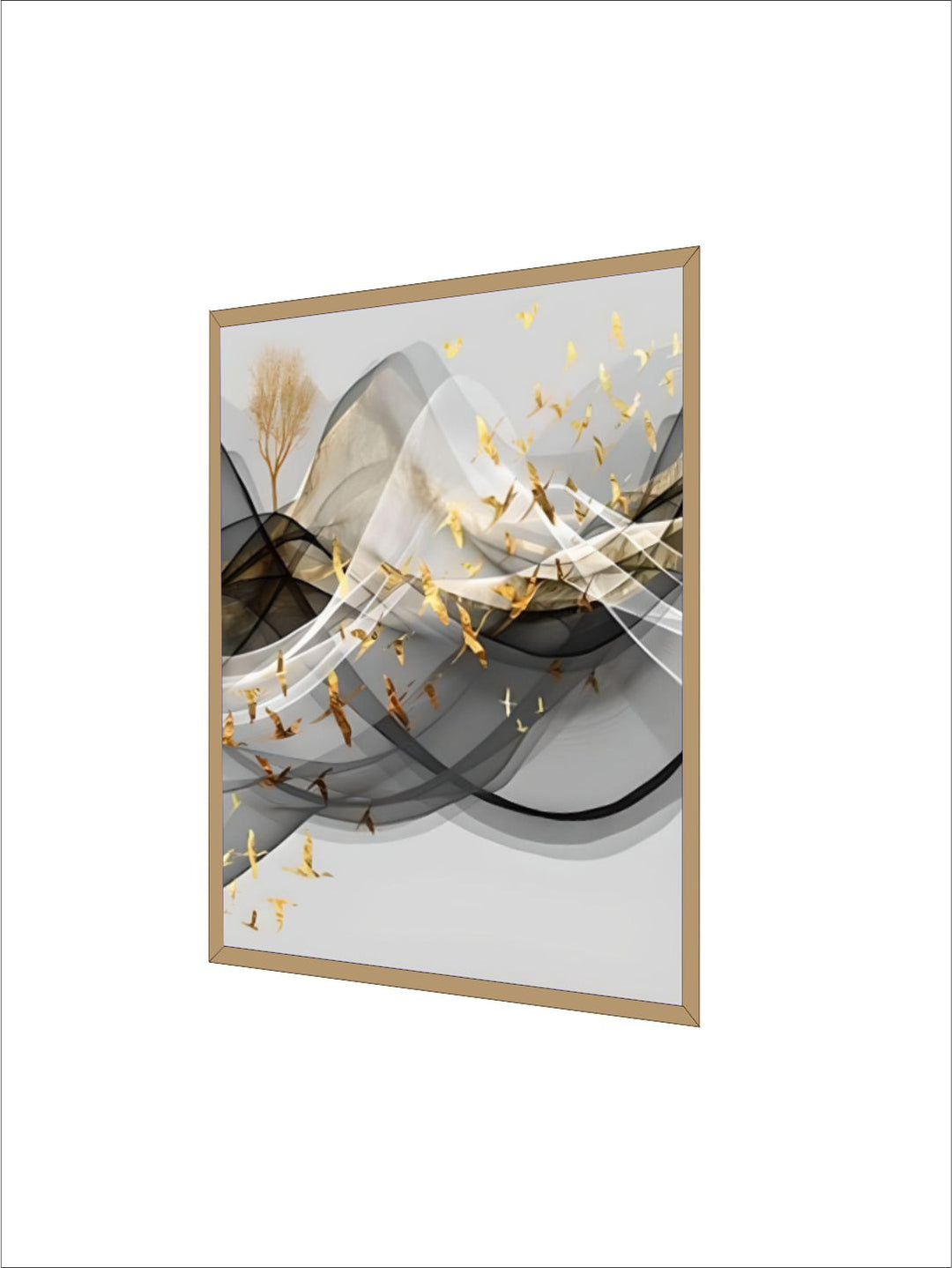 Abstract Flowing Golden Deer Mountain Landscape Wall Art Fine Art Canvas Prints Modern Pictures For Minimalist Living Room Home Office