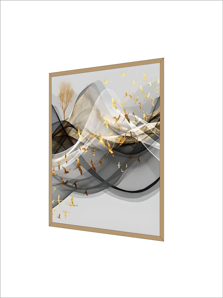 Abstract Flowing Golden Deer Mountain Landscape Wall Art Fine Art Canvas Prints Modern Pictures For Minimalist Living Room Home Office