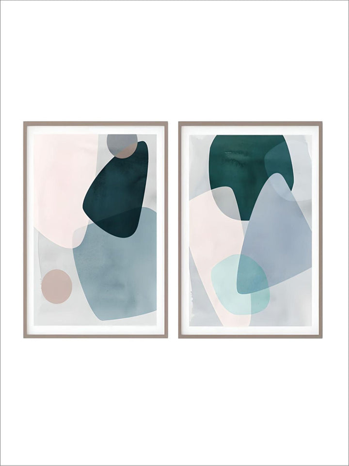 Pastel Geometric Curves Blue Gray Pink Wall Art Fine Art Canvas Prints Modern Abstract Pictures For Living Room Bedroom Nordic Style Home Art Decor