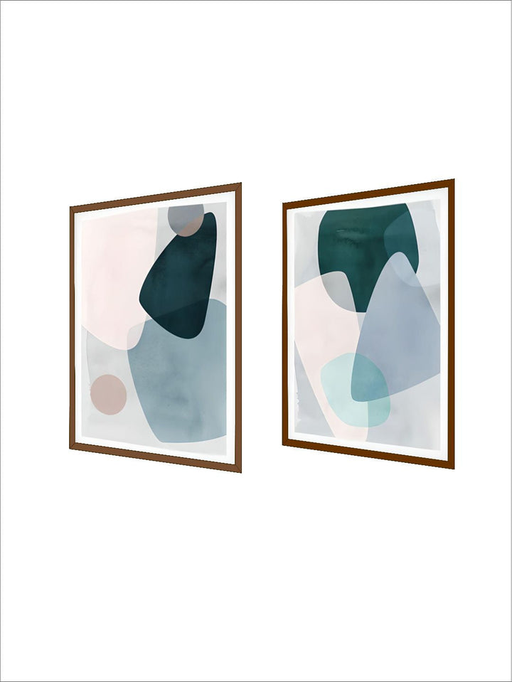 Pastel Geometric Curves Blue Gray Pink Wall Art Fine Art Canvas Prints Modern Abstract Pictures For Living Room Bedroom Nordic Style Home Art Decor