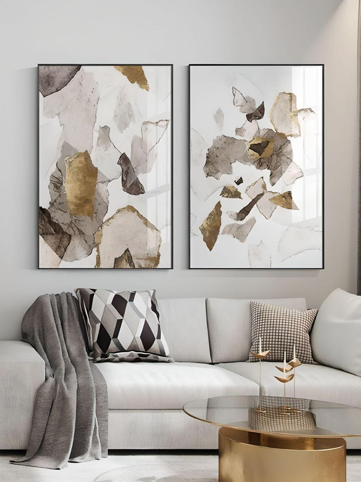 Modern Abstract Wall Art Rustic Golden Brown Upscale Painting Fine Art Canvas Prints Stylish Pictures For Living Room Dining Room Nordic Home Interior Decor