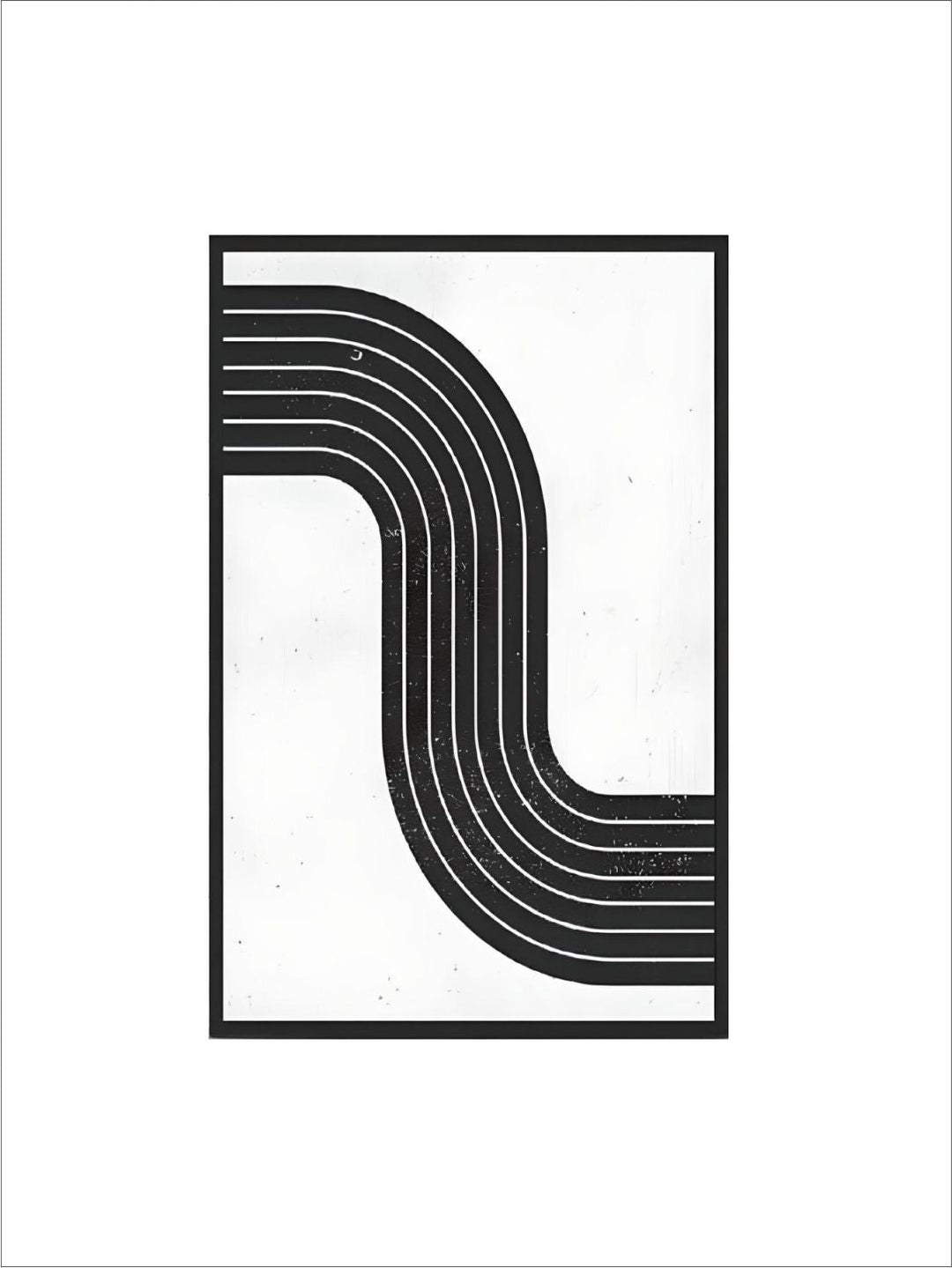 Minimalist Retro Mid Century Graphic Poster Black & White Parallel Curves Line Art Canvas Print Nordic Style Wall Art For Modern Home Interiors