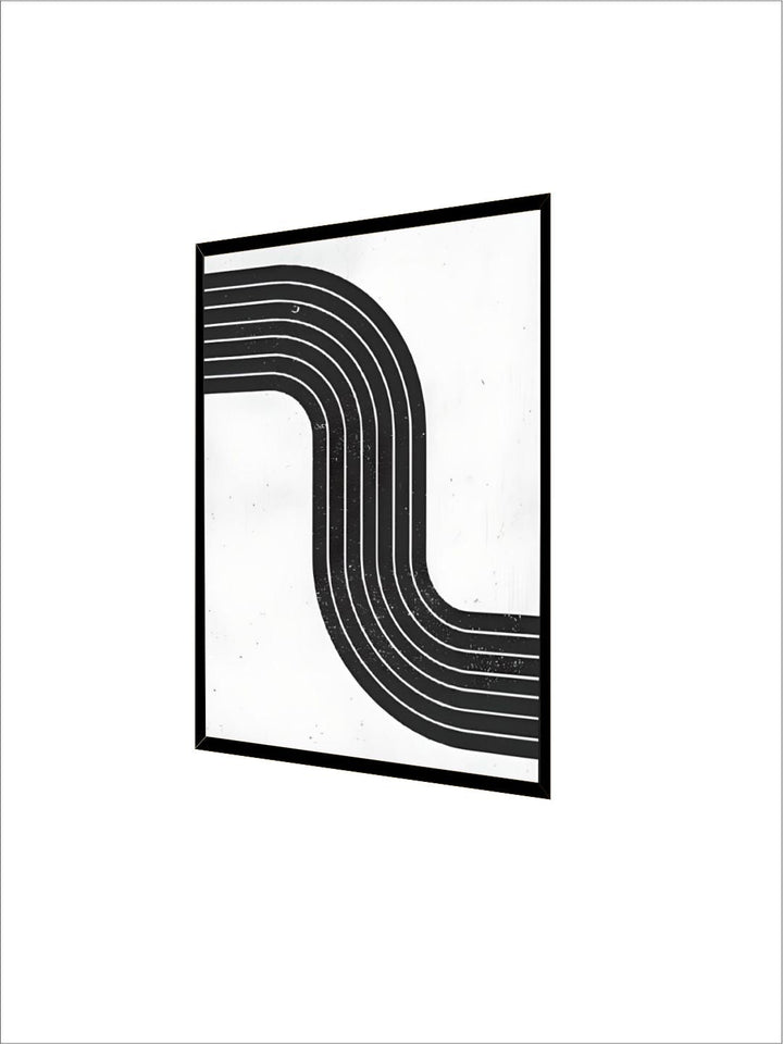 Minimalist Retro Mid Century Graphic Poster Black & White Parallel Curves Line Art Canvas Print Nordic Style Wall Art For Modern Home Interiors