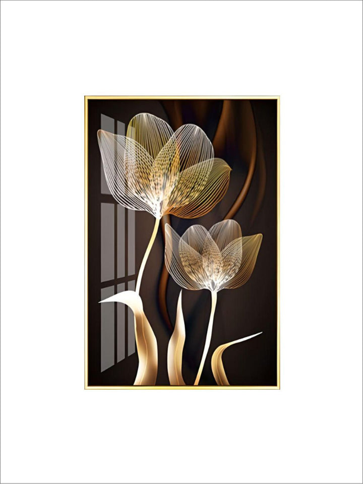 Abstract Exotic Black Golden Floral Wall Art Fine Art Canvas Prints Tropical Botanic Pictures For Luxury Apartment Living Room Dining Room Art Decor