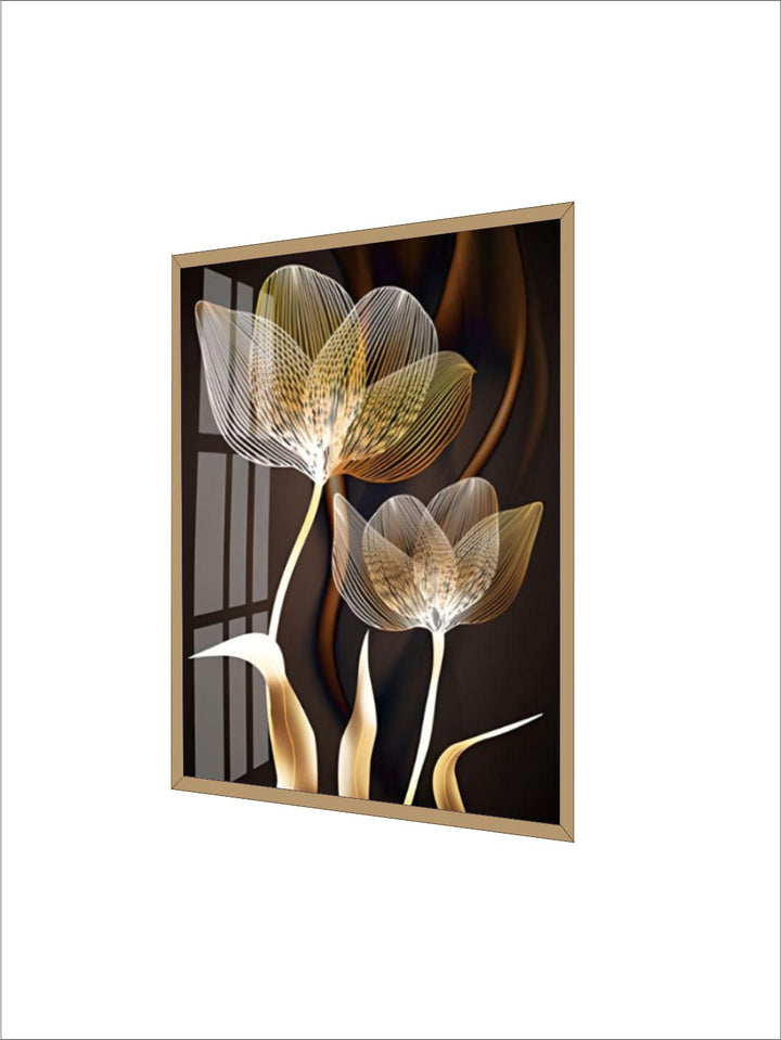 Abstract Exotic Black Golden Floral Wall Art Fine Art Canvas Prints Tropical Botanic Pictures For Luxury Apartment Living Room Dining Room Art Decor