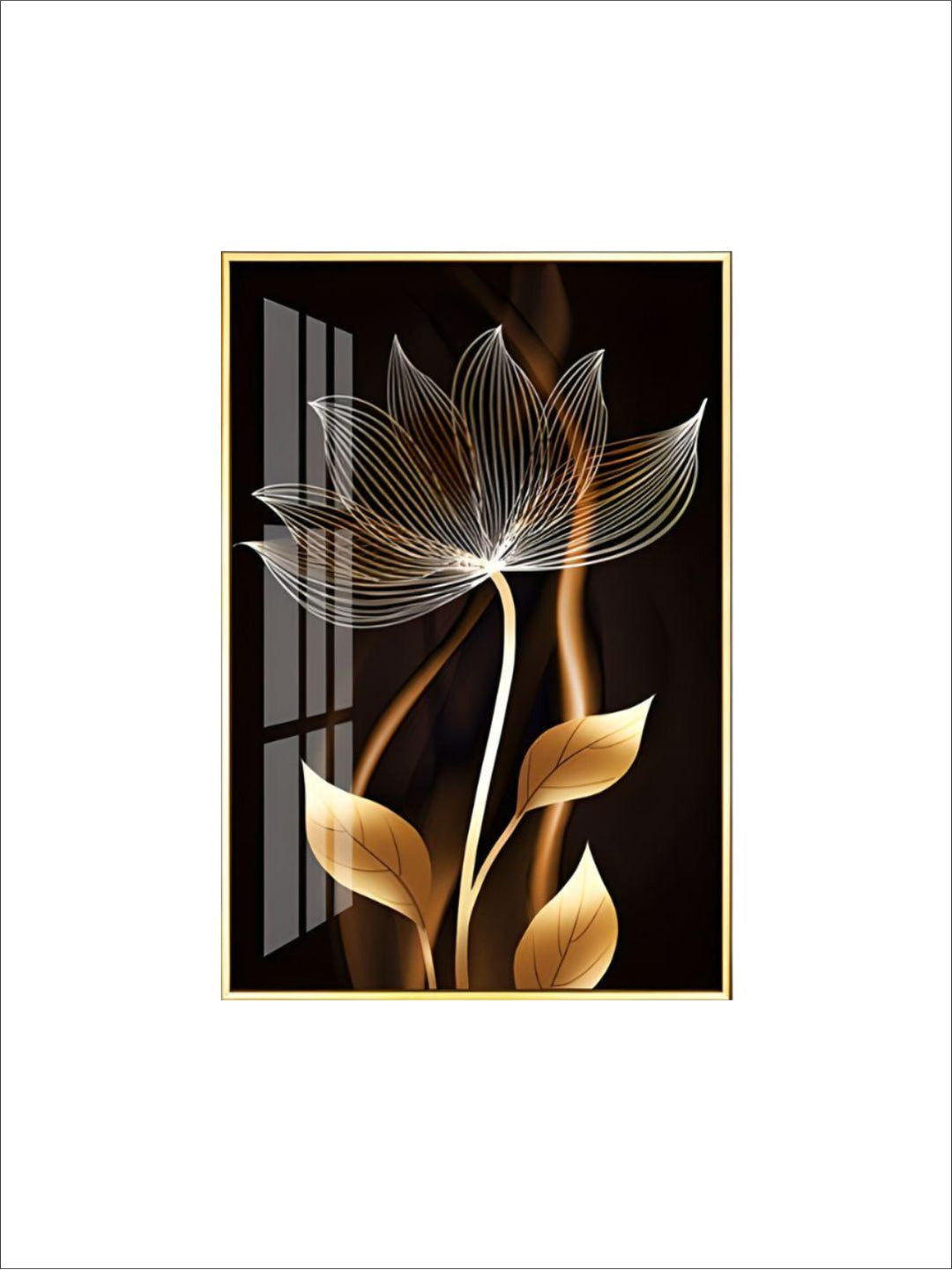 Abstract Exotic Black Golden Floral Wall Art Fine Art Canvas Prints Tropical Botanic Pictures For Luxury Apartment Living Room Dining Room Art Decor