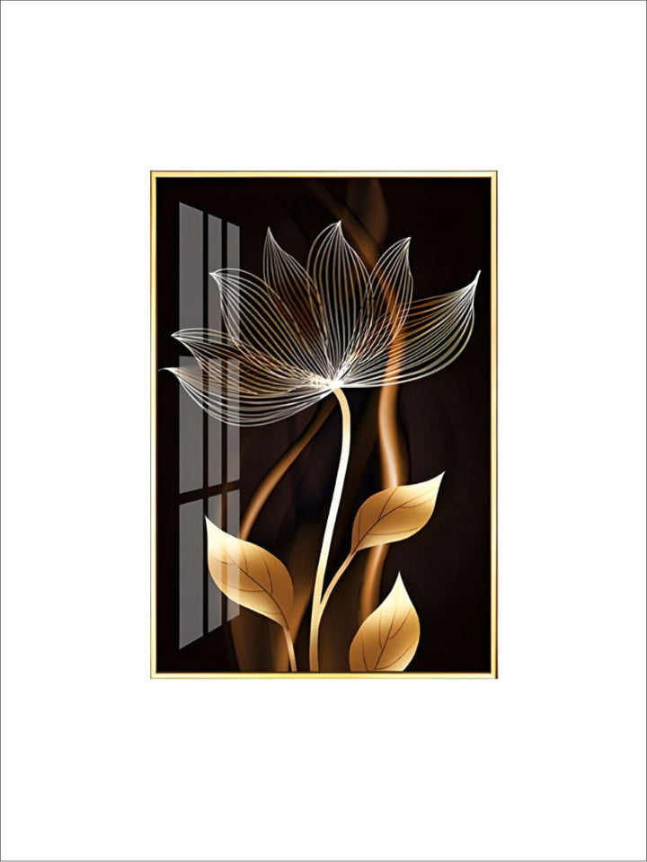 Abstract Exotic Black Golden Floral Wall Art Fine Art Canvas Prints Tropical Botanic Pictures For Luxury Apartment Living Room Dining Room Art Decor