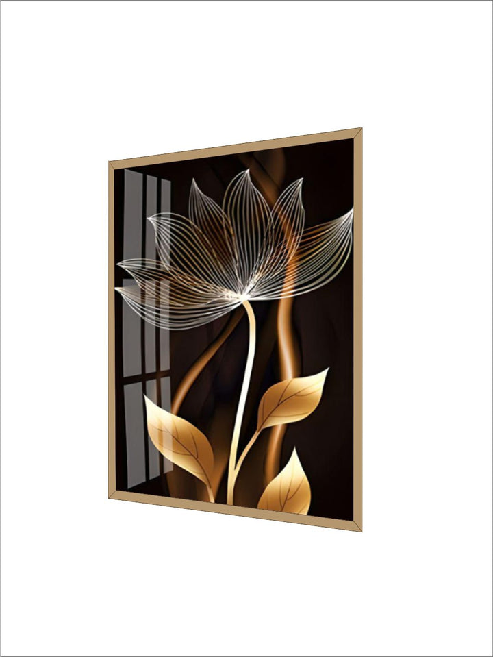 Abstract Exotic Black Golden Floral Wall Art Fine Art Canvas Prints Tropical Botanic Pictures For Luxury Apartment Living Room Dining Room Art Decor