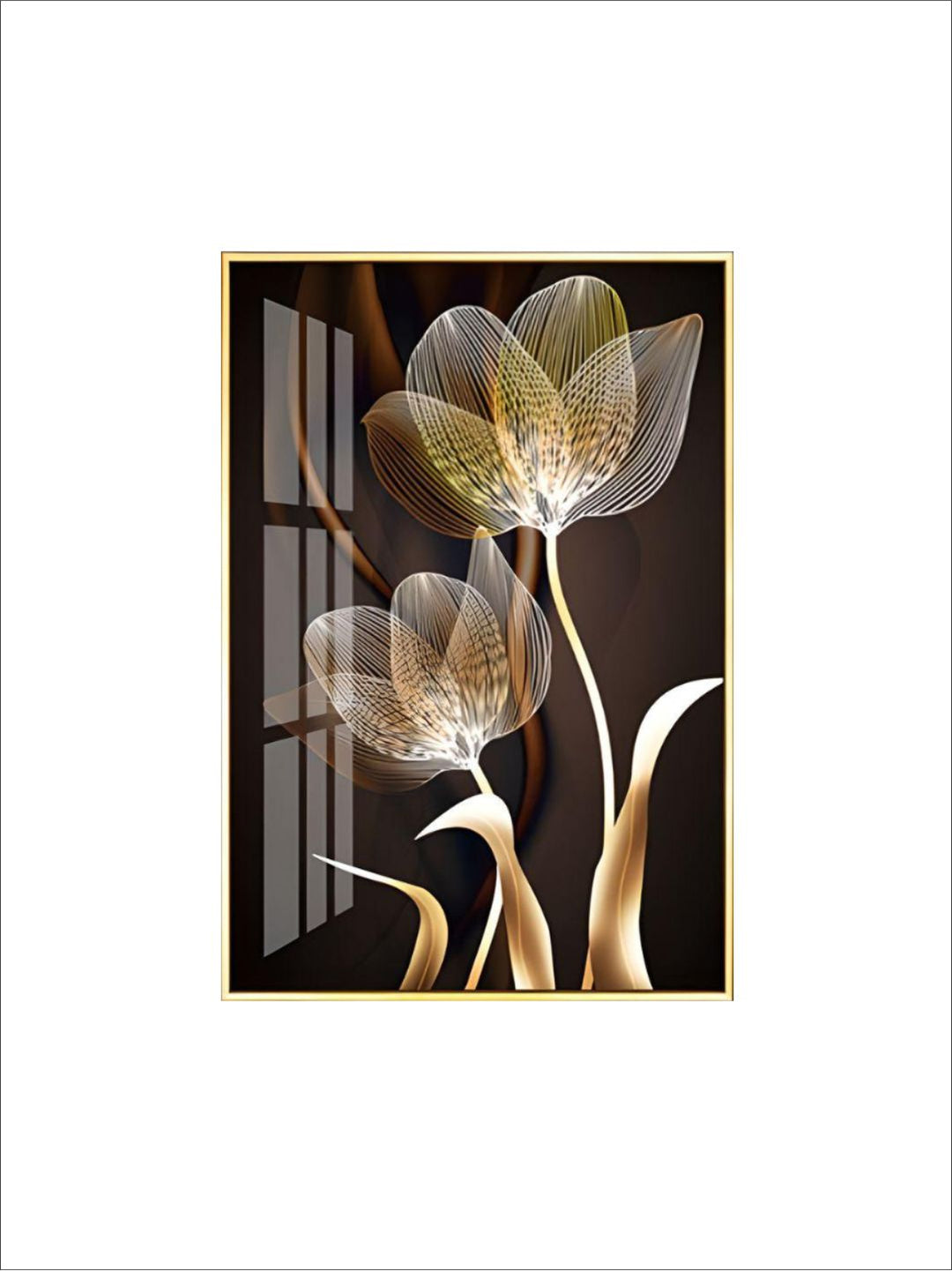 Abstract Exotic Black Golden Floral Wall Art Fine Art Canvas Prints Tropical Botanic Pictures For Luxury Apartment Living Room Dining Room Art Decor