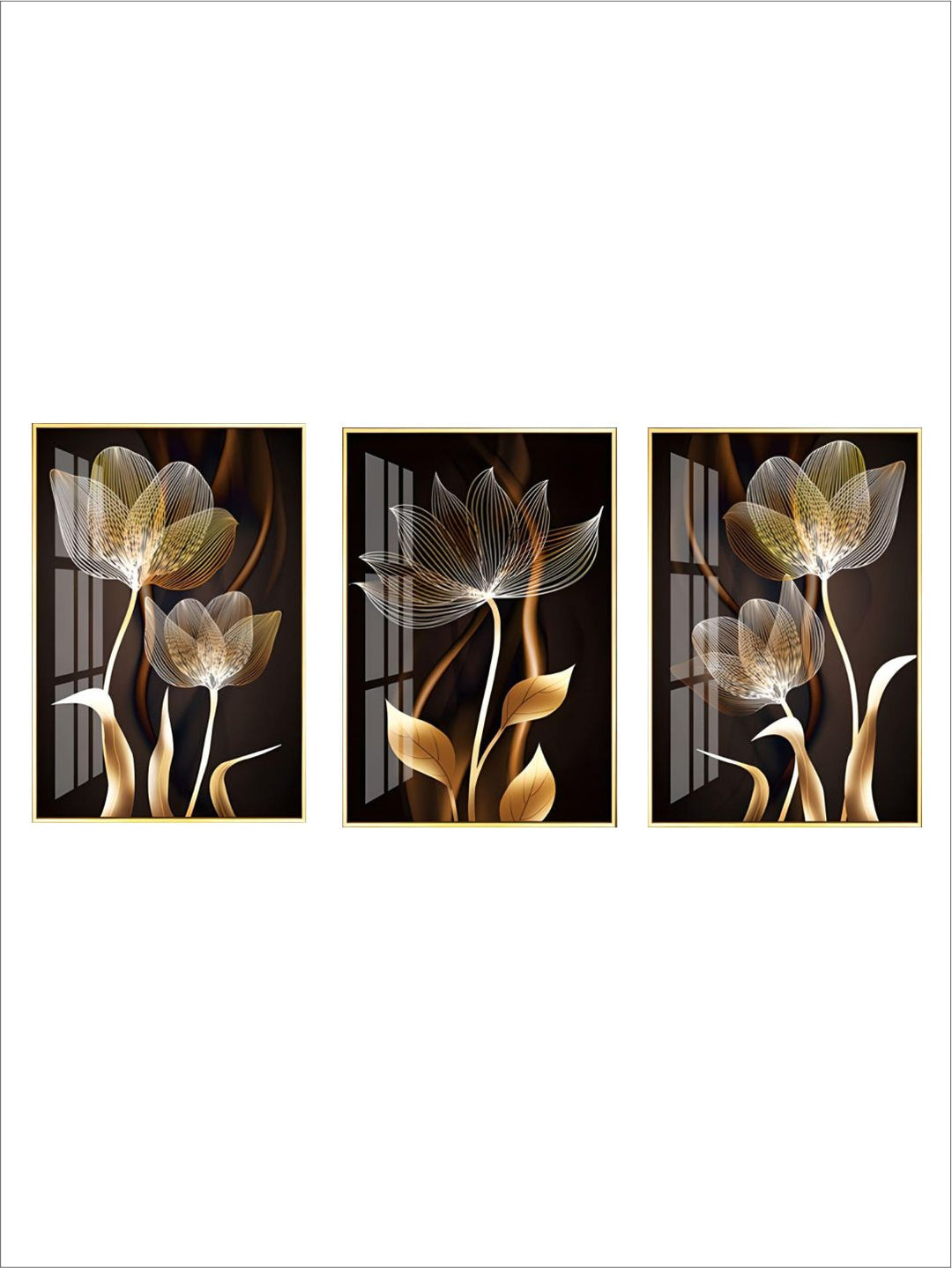 Abstract Exotic Black Golden Floral Wall Art Fine Art Canvas Prints Tropical Botanic Pictures For Luxury Apartment Living Room Dining Room Art Decor