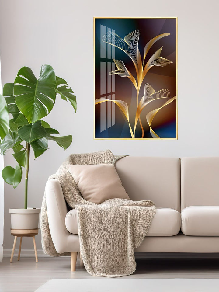 Abstract Exotic Black Golden Floral Wall Art Fine Art Canvas Prints Tropical Botanic Pictures For Luxury Apartment Living Room Dining Room Art Decor