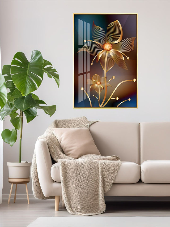 Abstract Exotic Black Golden Floral Wall Art Fine Art Canvas Prints Tropical Botanic Pictures For Luxury Apartment Living Room Dining Room Art Decor