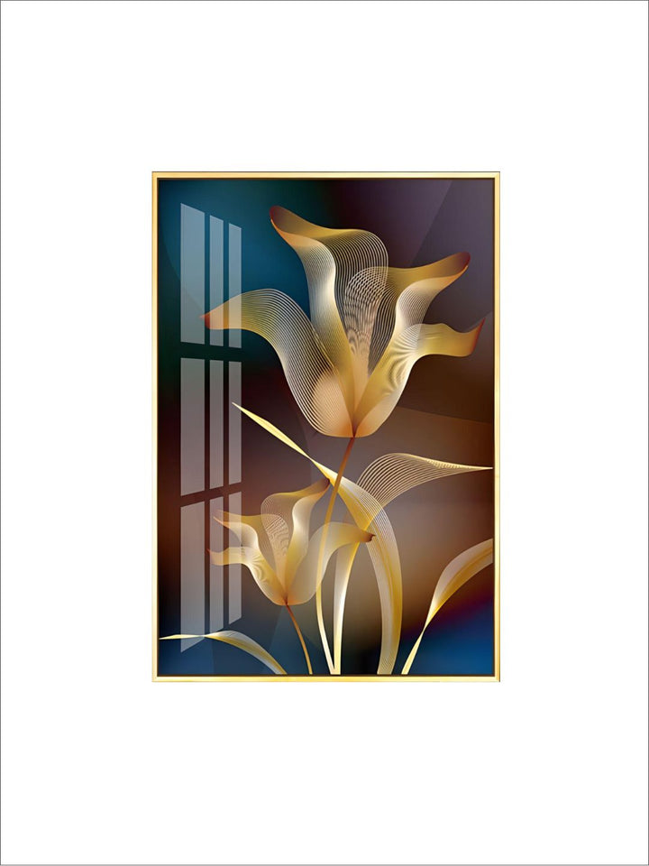 Abstract Exotic Black Golden Floral Wall Art Fine Art Canvas Prints Tropical Botanic Pictures For Luxury Apartment Living Room Dining Room Art Decor