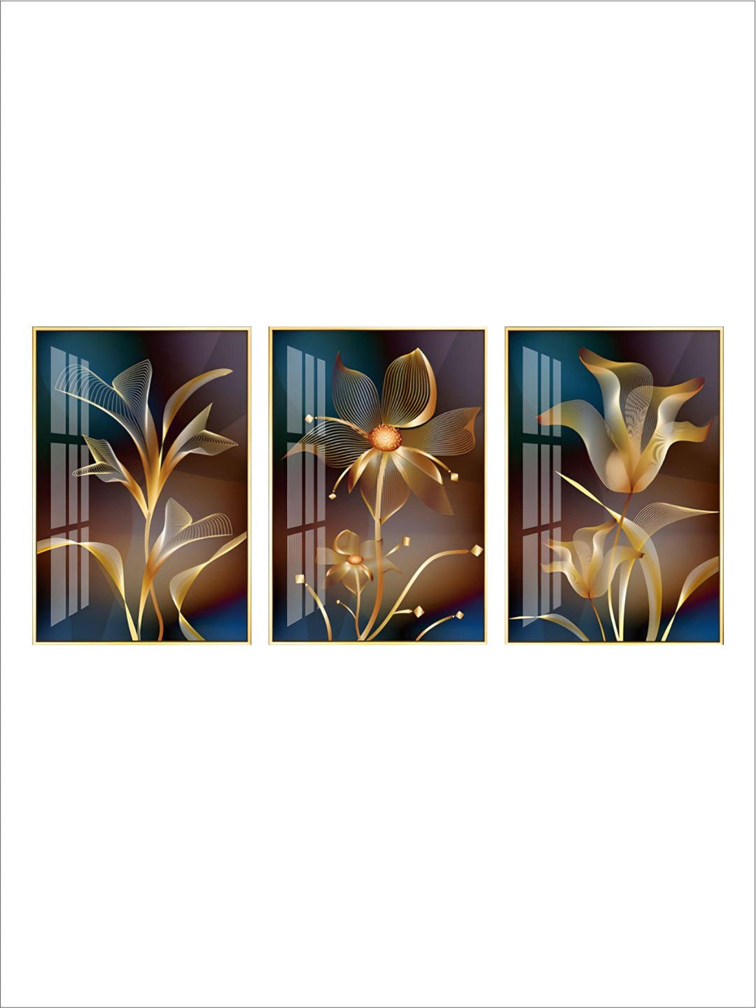 Abstract Exotic Black Golden Floral Wall Art Fine Art Canvas Prints Tropical Botanic Pictures For Luxury Apartment Living Room Dining Room Art Decor