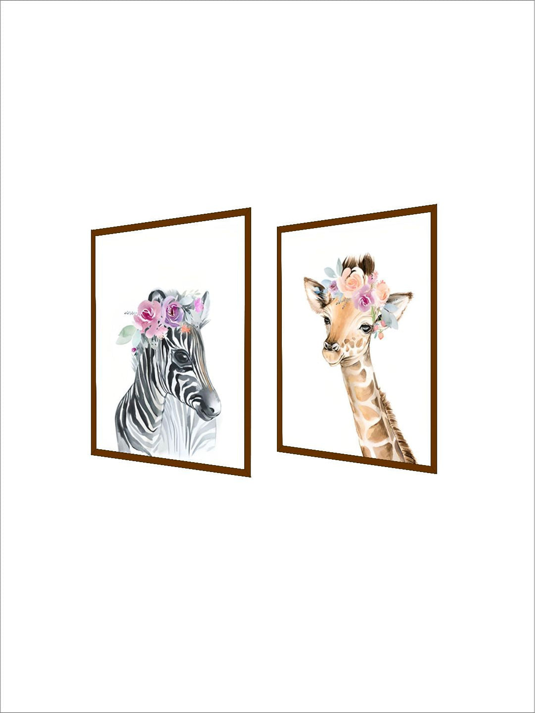 Flower Animals Nursery Wall Art Fine Art Canvas Prints Pictures For Kids Room Baby's Room Zebra Giraffe Elephant Lion Poster For Children's Room Decor