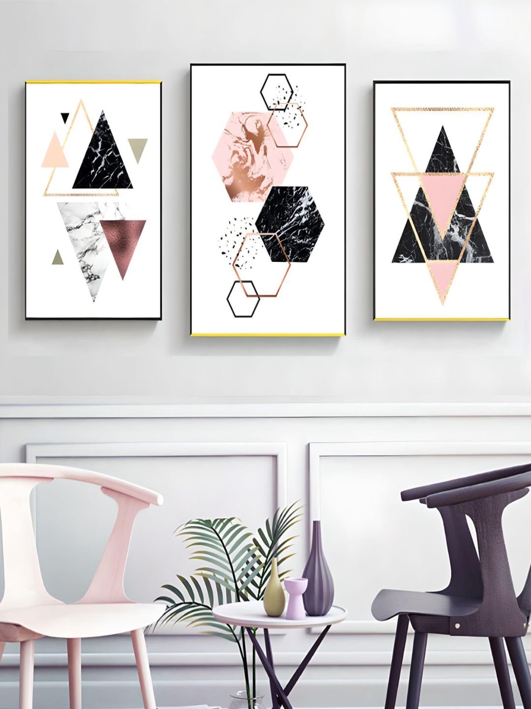 Abstract Geometric Minimalist Nordic Wall Art Posters Marble Gradients Texture Triangle Hexagon Fine Art Canvas Prints For Modern Interior Decor