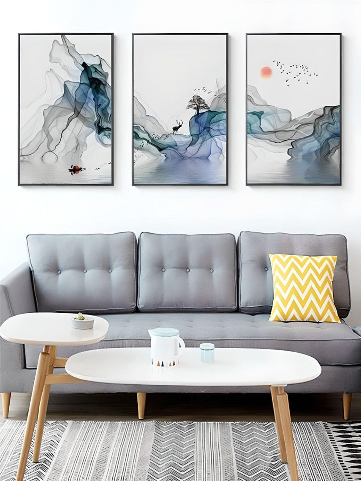 Abstract Mystical Sunrise Wall Art Fine Art Canvas Prints Nordic Style Pictures For Living Room Dining Room Modern Scandinavian Home Decor