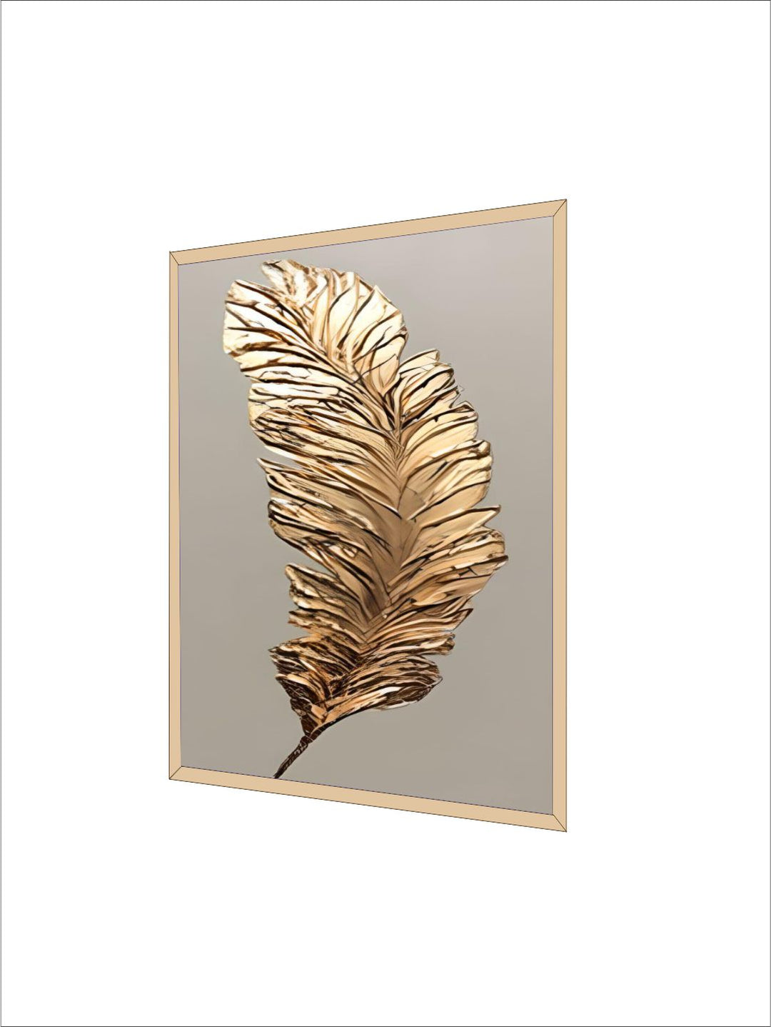 Abstract Golden Feather Wall Art Fine Art Canvas Print Modern Minimalist Picture For Luxury Loft Apartment Living Room Home Office Wall Art Decor