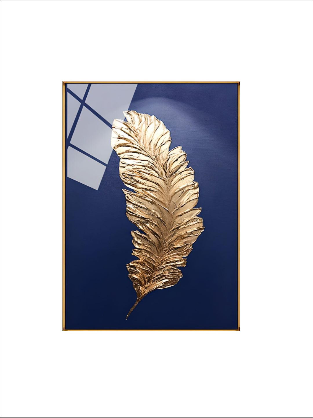 Abstract Golden Feather Wall Art Fine Art Canvas Print Modern Minimalist Picture For Luxury Loft Apartment Living Room Home Office Wall Art Decor