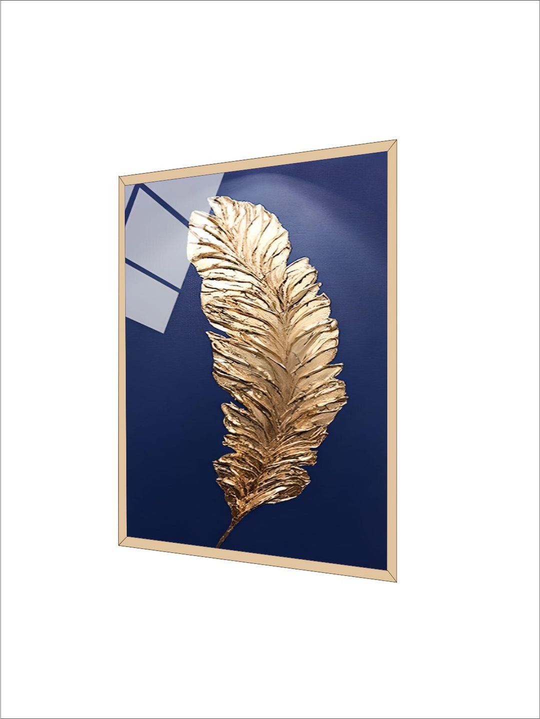 Abstract Golden Feather Wall Art Fine Art Canvas Print Modern Minimalist Picture For Luxury Loft Apartment Living Room Home Office Wall Art Decor