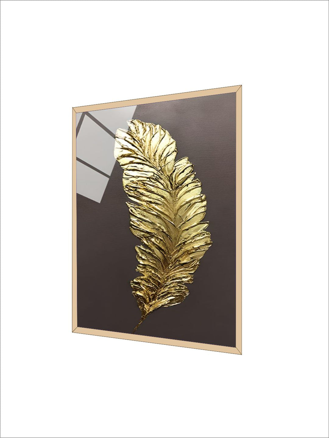Abstract Golden Feather Wall Art Fine Art Canvas Print Modern Minimalist Picture For Luxury Loft Apartment Living Room Home Office Wall Art Decor
