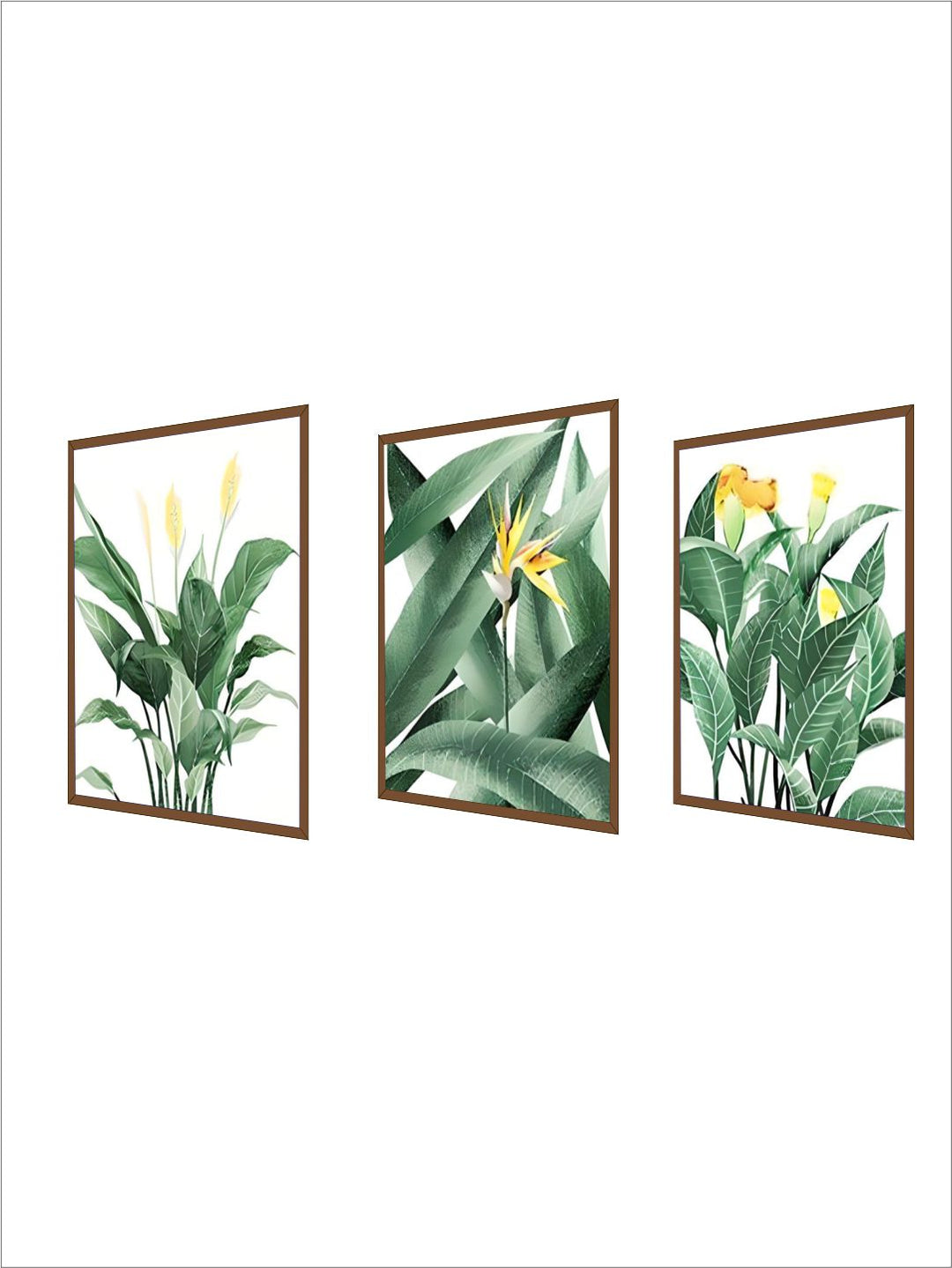 Tropical Botany Paintings Green Leaves Yellows Flowers Nordic Style Fine Art Canvas Prints Green Leaves Wall Art For Modern Home Interior Decor