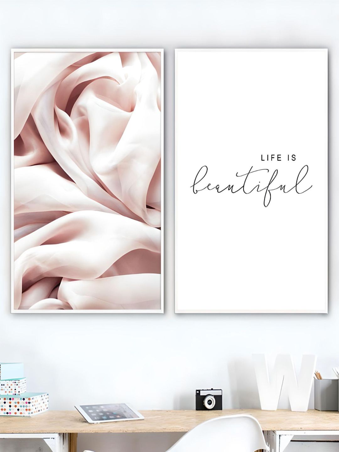 Life Is Beautiful Pink Abstract Wall Art Nordic Minimalist Quotation Fine Art Canvas Prints Modern Pictures For Living Room Bedroom Decor