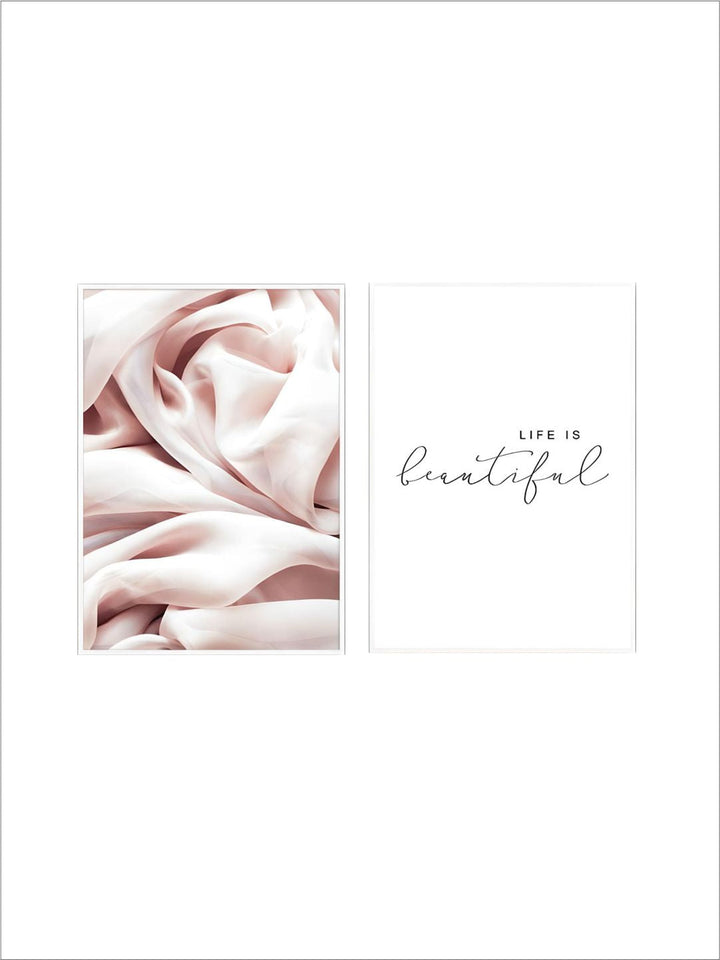 Life Is Beautiful Pink Abstract Wall Art Nordic Minimalist Quotation Fine Art Canvas Prints Modern Pictures For Living Room Bedroom Decor