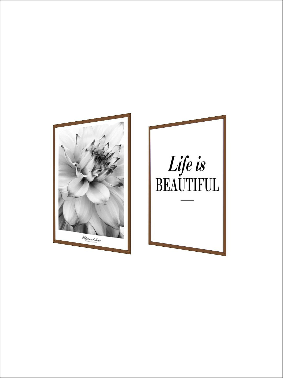 Life Is Beautiful Modern Black & White Floral Wall Art Fine Art Canvas Prints Minimalist Quotation Nordic Style Pictures For Modern Home Decor