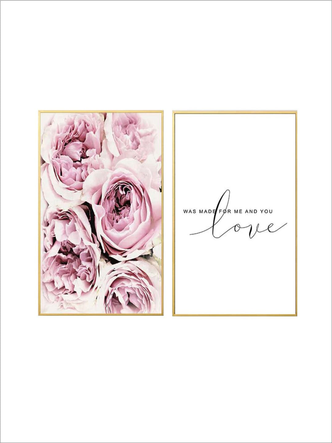 Beautiful Pink Rose Poster Love Was Made For Me And You Love Quotation Fine Art Canvas Prints Nordic Style Interior Decor Paintings For Bedrooms