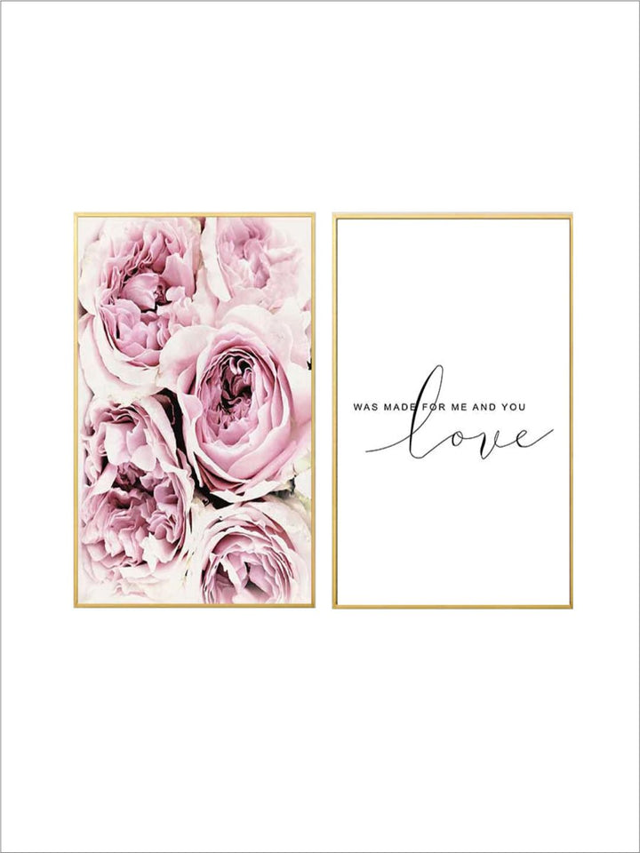 Beautiful Pink Rose Poster Love Was Made For Me And You Love Quotation Fine Art Canvas Prints Nordic Style Interior Decor Paintings For Bedrooms