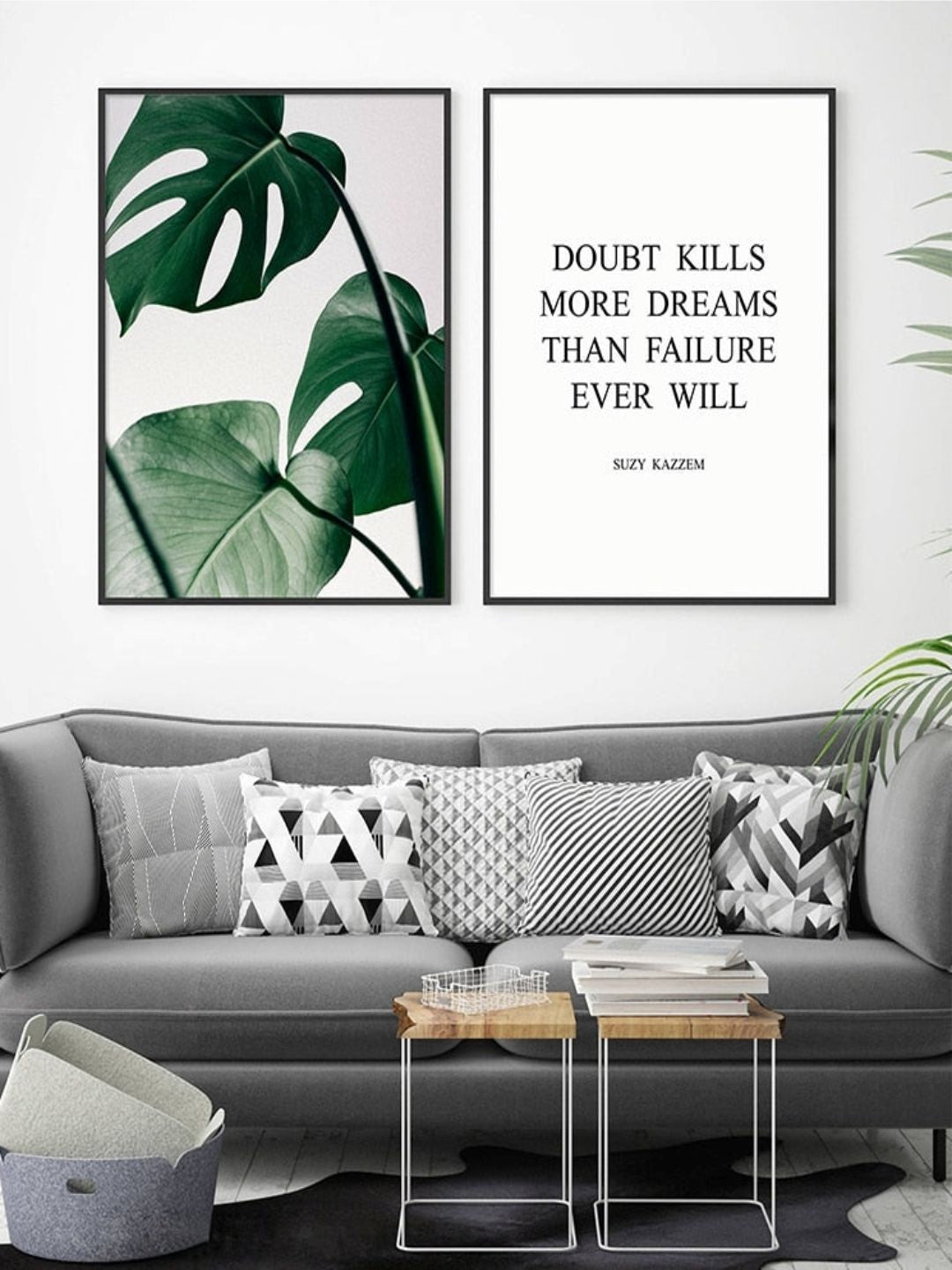 Follow Your Dreams Poster Don't Give Up Inspirational Quotation Wall Art With Beautiful Monstera Leaf Painting Fine Art Nordic Style Canvas Prints