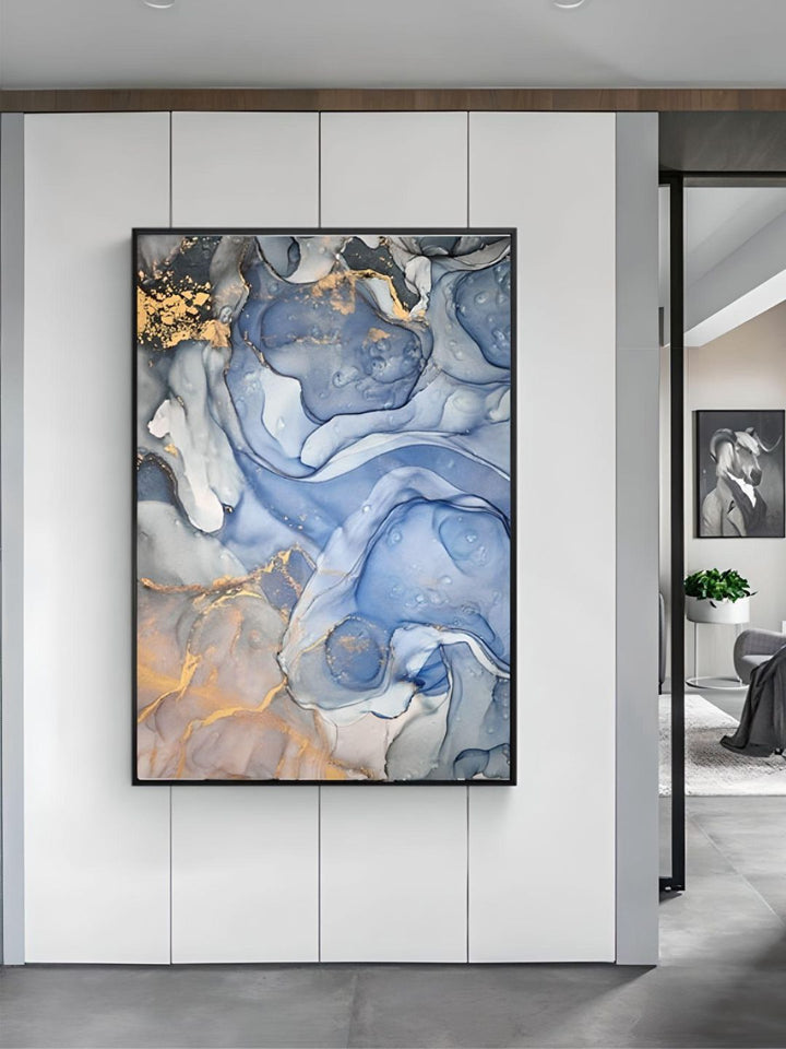 Abstract Grey Blue Marble Effect Wall Art Fine Art Canvas Prints Pictures For Living Room Nordic Style Modern Art Posters For Home Office Interior Decor
