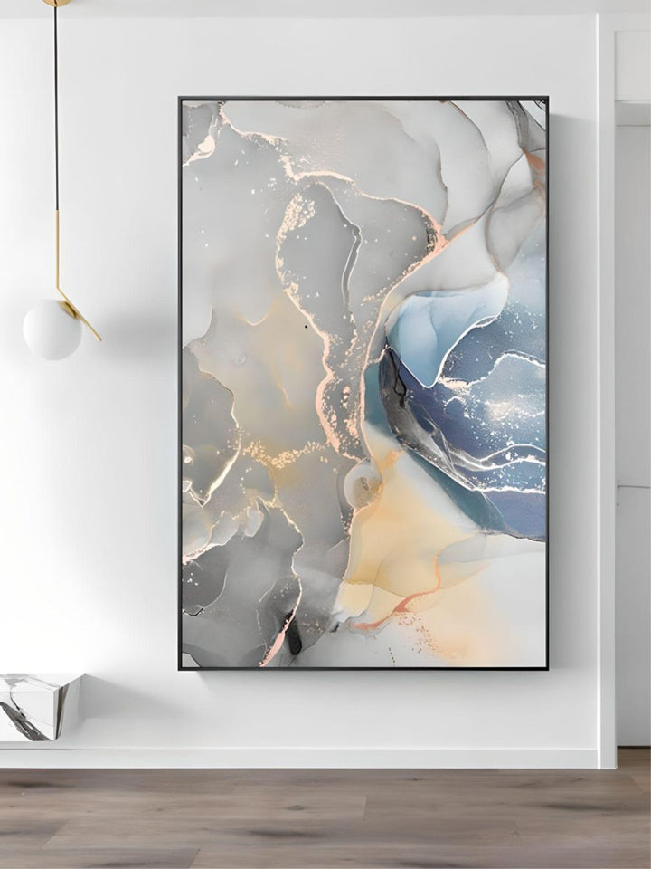 Abstract Grey Blue Marble Effect Wall Art Fine Art Canvas Prints Pictures For Living Room Nordic Style Modern Art Posters For Home Office Interior Decor