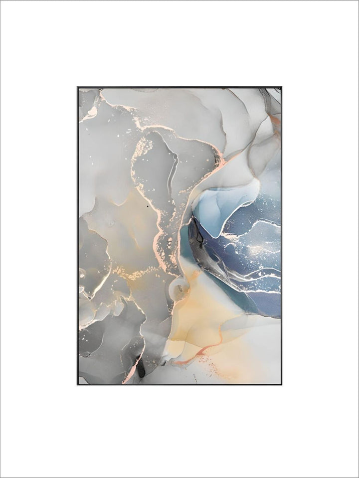 Abstract Grey Blue Marble Effect Wall Art Fine Art Canvas Prints Pictures For Living Room Nordic Style Modern Art Posters For Home Office Interior Decor