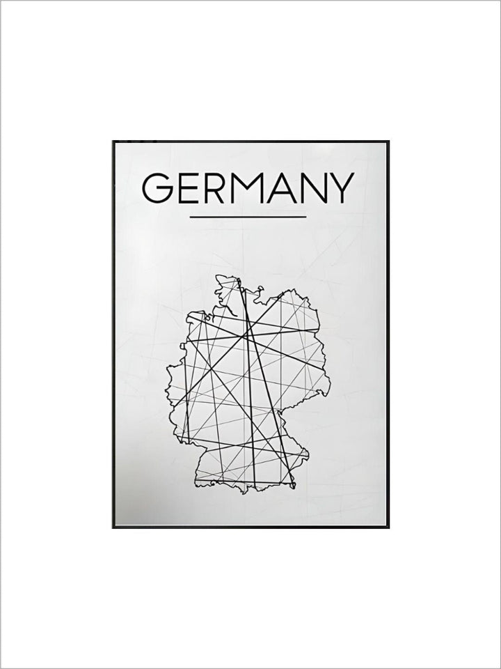 Germany Map Wall Art Abstract Geometric Design Black White Minimalist Fine Art Canvas Prints Pictures For Living Room Home Office Nordic Art Decor