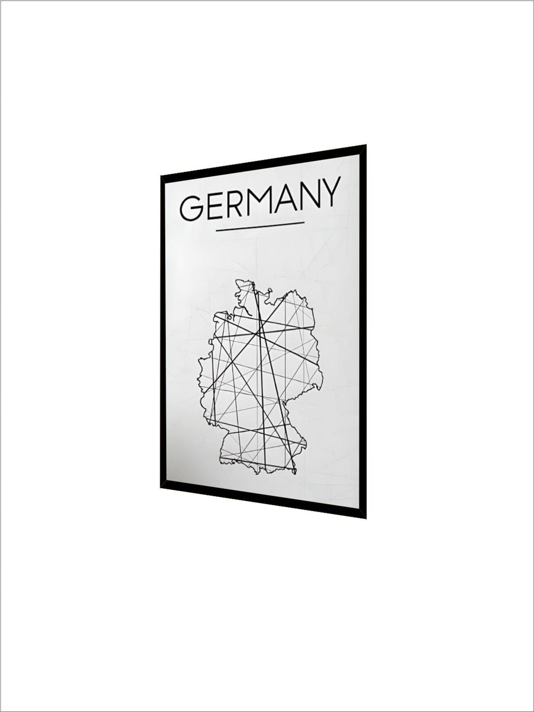 Germany Map Wall Art Abstract Geometric Design Black White Minimalist Fine Art Canvas Prints Pictures For Living Room Home Office Nordic Art Decor
