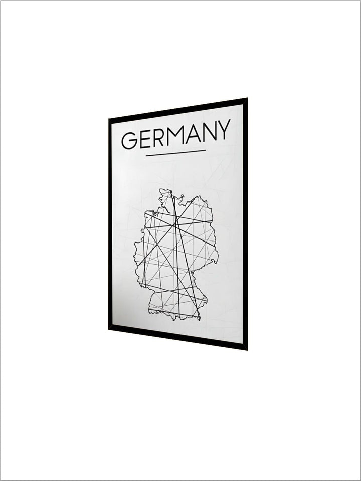 Germany Map Wall Art Abstract Geometric Design Black White Minimalist Fine Art Canvas Prints Pictures For Living Room Home Office Nordic Art Decor