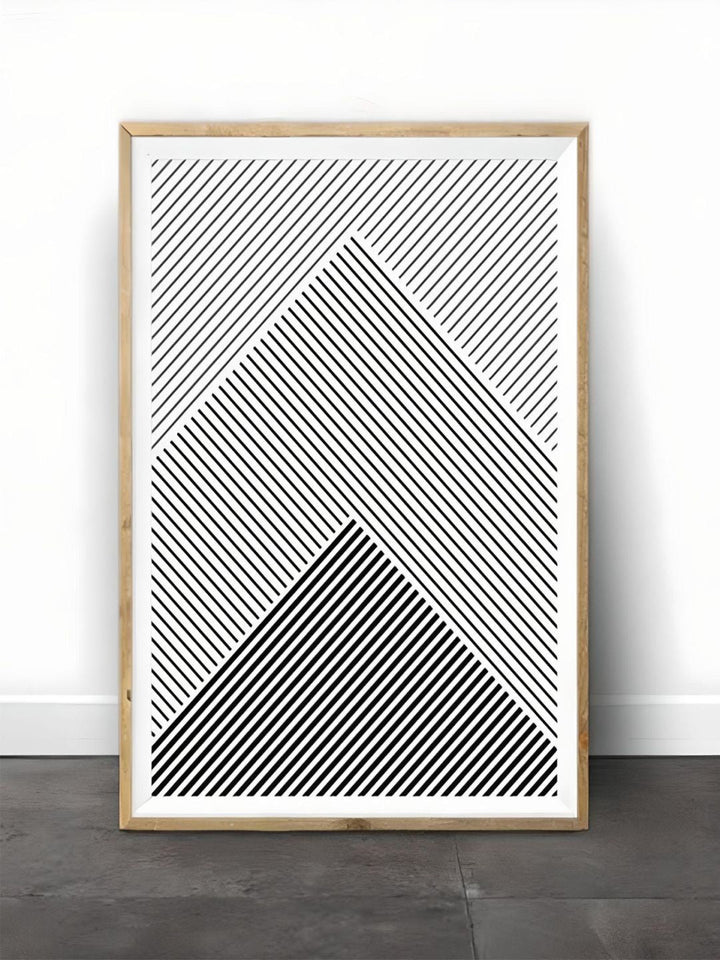 Modern Abstract Black And White Minimalist Geometric Line Art Fine Art Canvas Prints Nordic Style Wall Art For Office Or Home Interior Design
