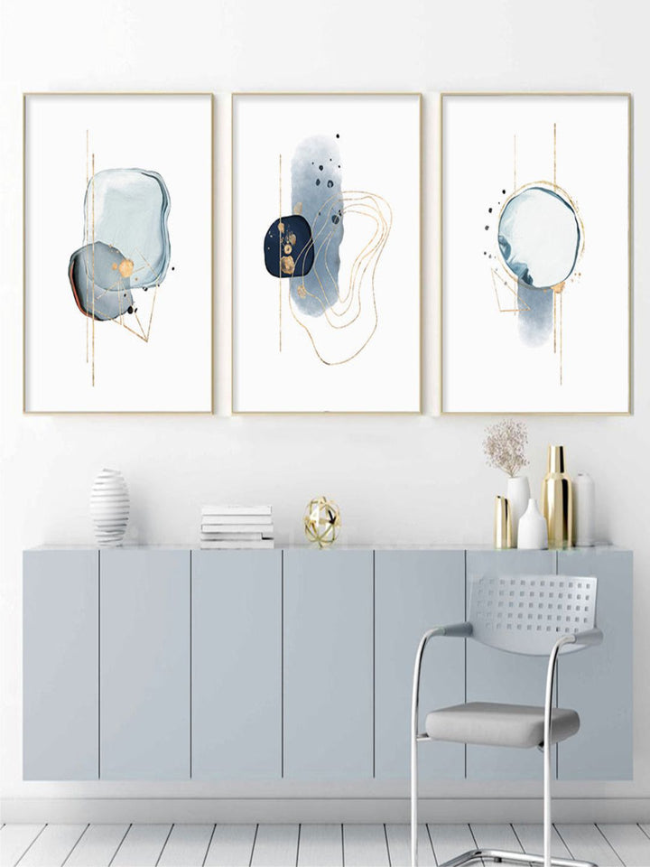 Abstract Minimalist Shades Of Blue Biomorphic Wall Art Fine Art Canvas Prints Modern Pictures For Modern Apartment Living Room Nordic Home Styling