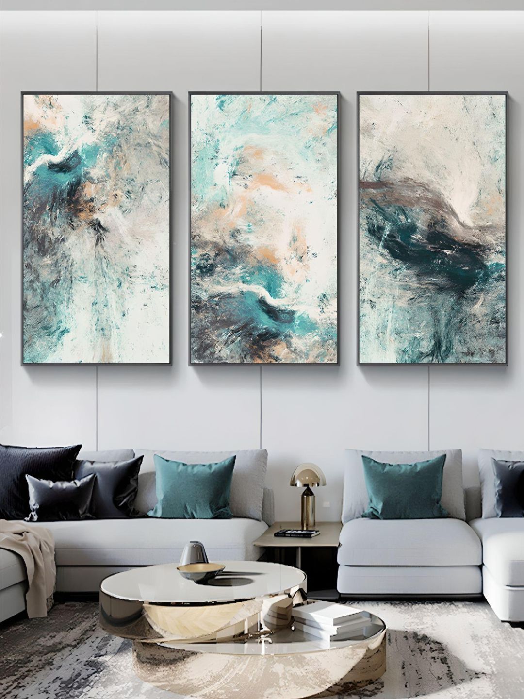 Minimalist Modern Abstract Wall Art Natural Shades Of Blue Green Fine Art Canvas Prints Nordic Style Pictures Scandinavian Home Office Interiors Art Decor