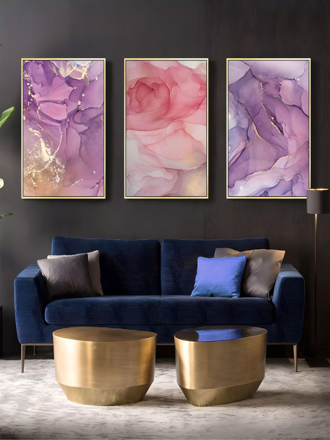 Pink Rose Gold Marble Wall Art Modern Elegant Fine Art Canvas Prints Nordic Style Contemporary Pictures For Living Room Bedroom Home Decor