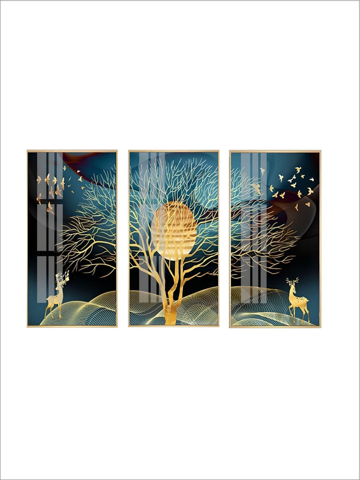 Golden Dream Landscape Luxury Wall Art Fine Art Canvas Prints Modern Nordic Style Wall Decor For Loft Apartment Hotel Decor Contemporary Home Interior Design