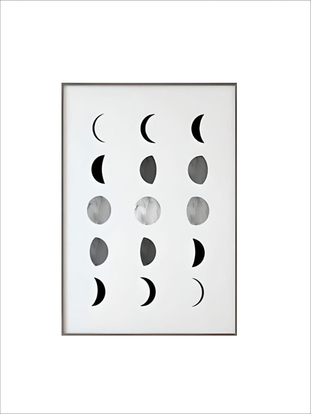 Abstract Moon Phases Chart Minimalist Scandinavian Style Black And White Wall Art Fine Art Canvas Prints Nordic Style Modern Interior Decor
