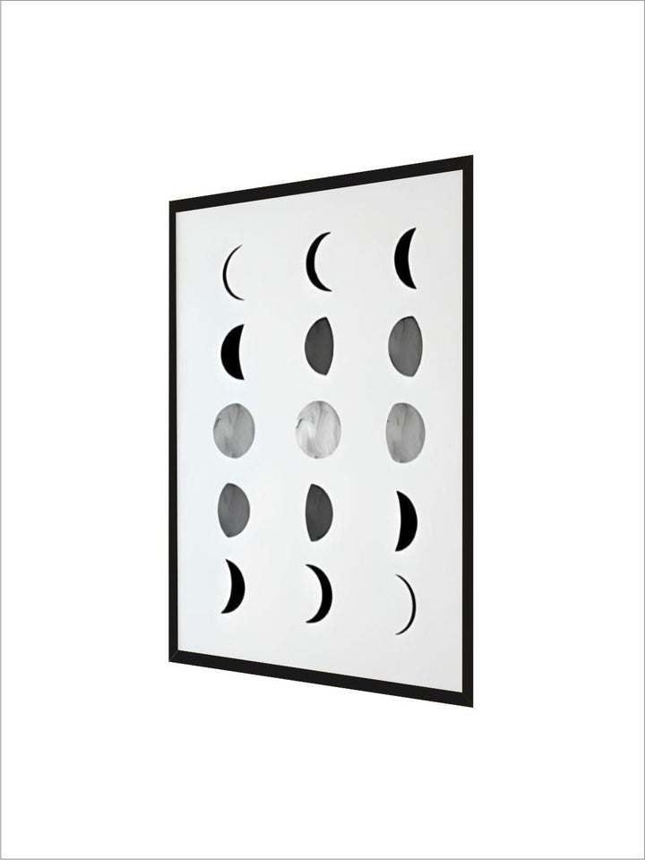 Abstract Moon Phases Chart Minimalist Scandinavian Style Black And White Wall Art Fine Art Canvas Prints Nordic Style Modern Interior Decor