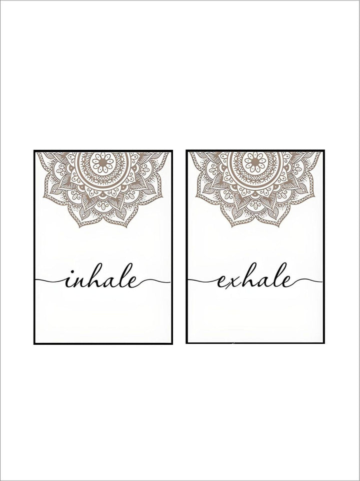 Scandinavian Floral Mandala Wall Art Inhale Exhale Quotation Posters For Meditation Yoga Inspirational Minimalist Pictures Nordic Home Wall Art Decor