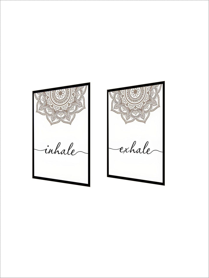 Scandinavian Floral Mandala Wall Art Inhale Exhale Quotation Posters For Meditation Yoga Inspirational Minimalist Pictures Nordic Home Wall Art Decor