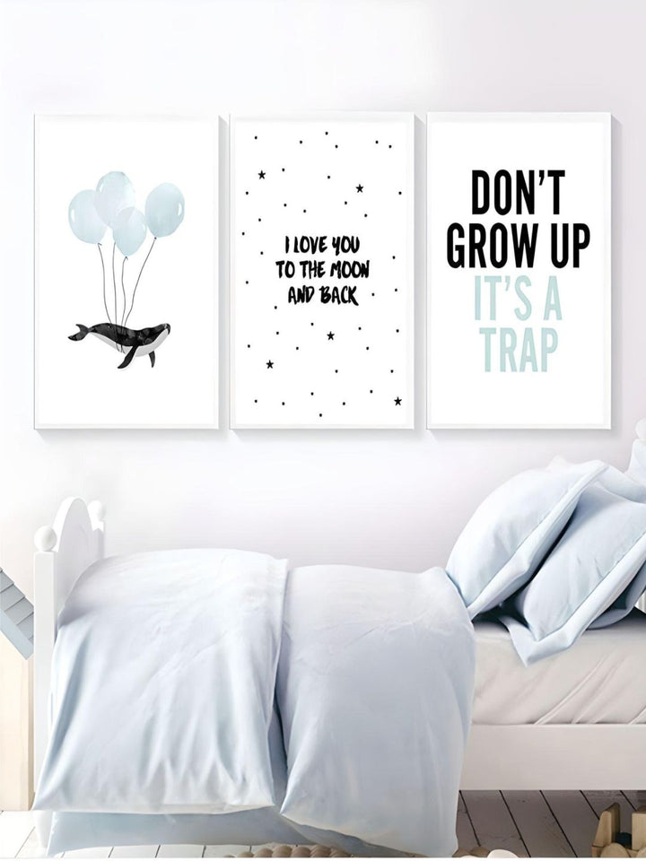 Don't Grow Up Quote Kids Room Wall Art Fine Art Canvas Print I Love You To The Moon And Back Quotation Posters Nordic Style Pictures For Baby Boys Room Decoration